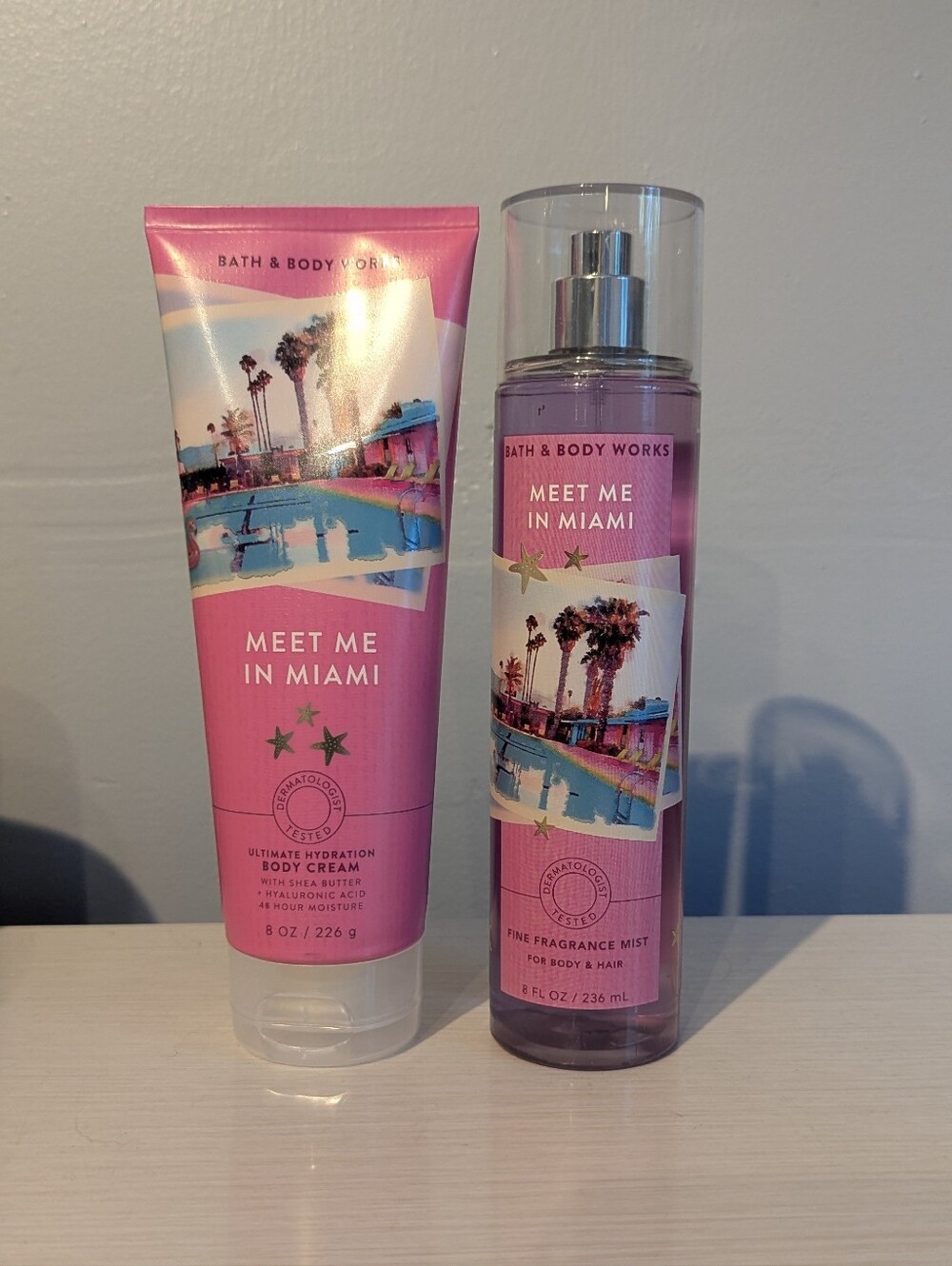 Bath & Body Works Meet Me In Miami Pink Body Cream & Mist Set